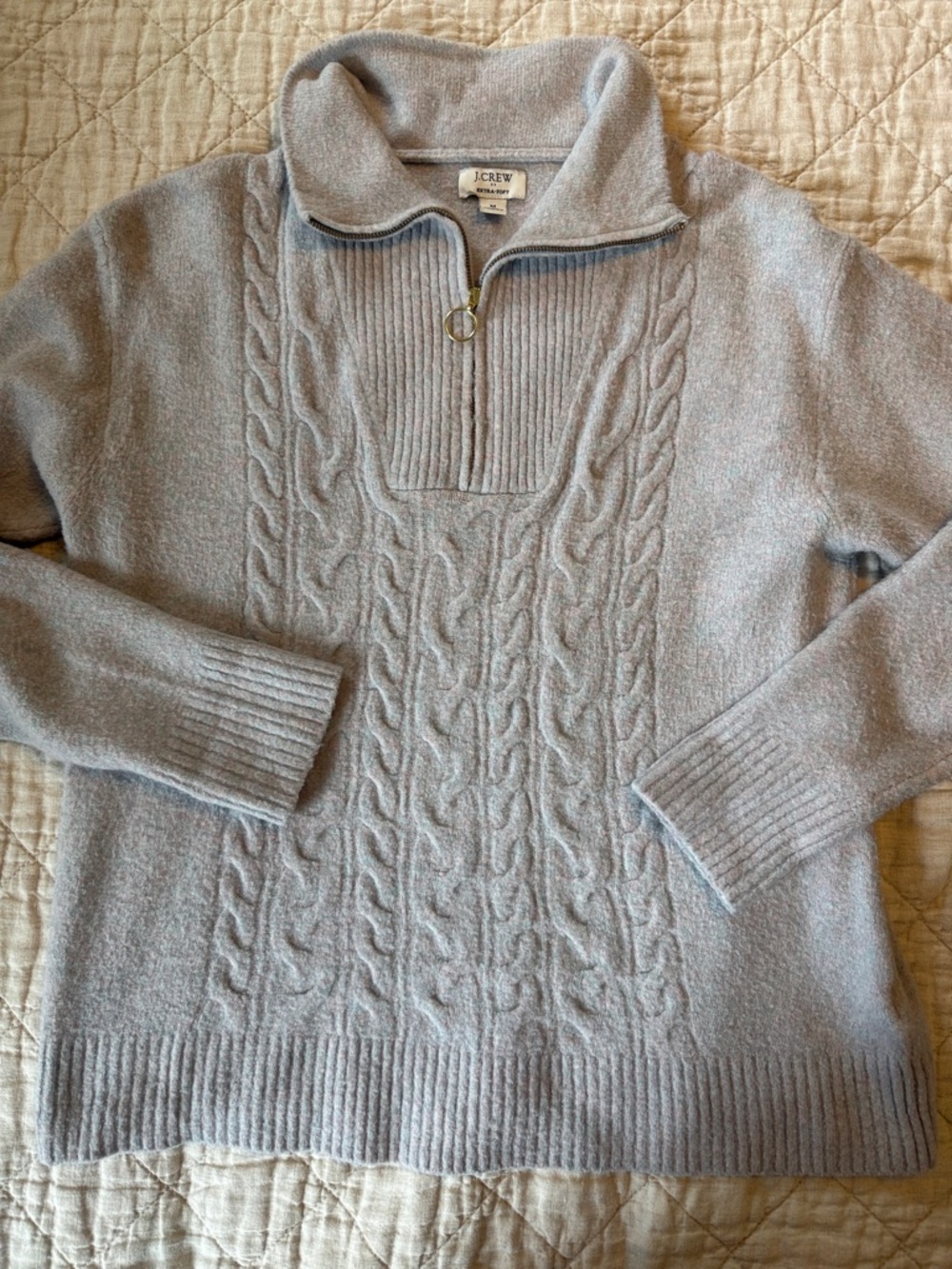 J. Crew half zip cable sweater in extra soft yarn - Picture 2 of 8